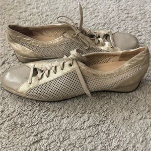 Luxury Beige Metallic Gold Women's Sneakers – Stylish & Comfortable 9